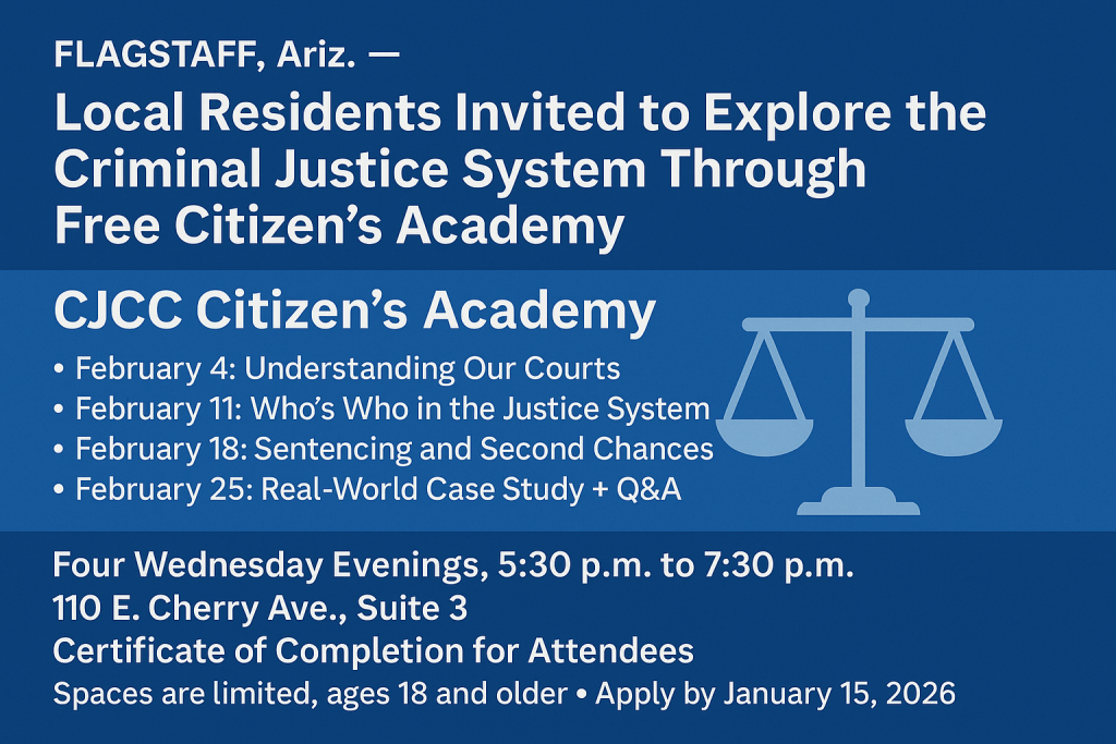 Local Residents Invited to Explore the Criminal Justice System Through Free Citizen’s Academy