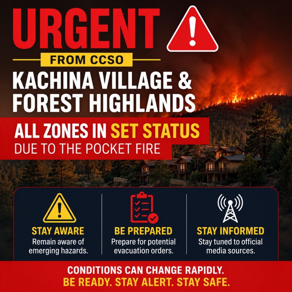 BREAKING: Kachina Village, Forest Highlands Placed in SET Evacuation Status Due to Pocket Fire