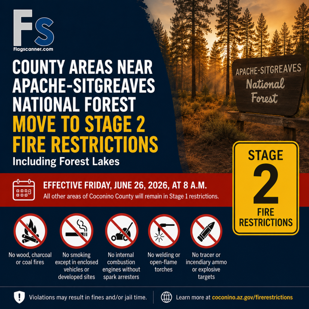 County Areas Near Apache-Sitgreaves National Forest Move to Stage 2 Fire Restrictions Friday